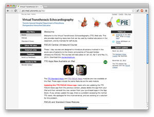 screen capture of Virtual TTE web page